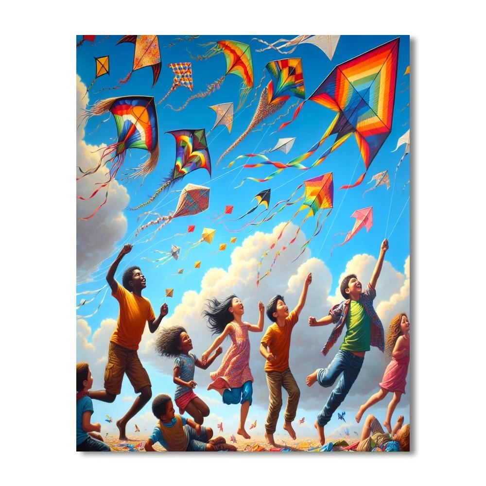 Cheerful Kite Flying Paint By Numbers Kits