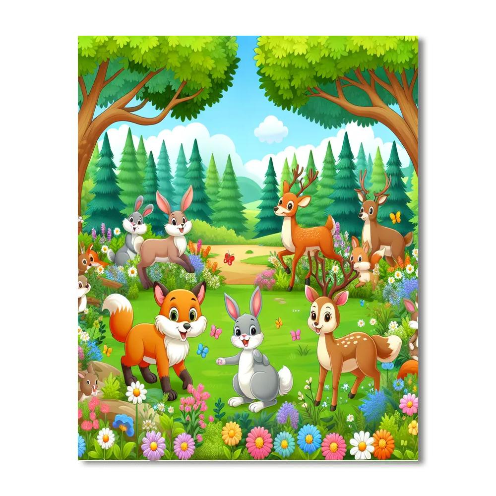 Adventurous Woodland Friends Number Painting