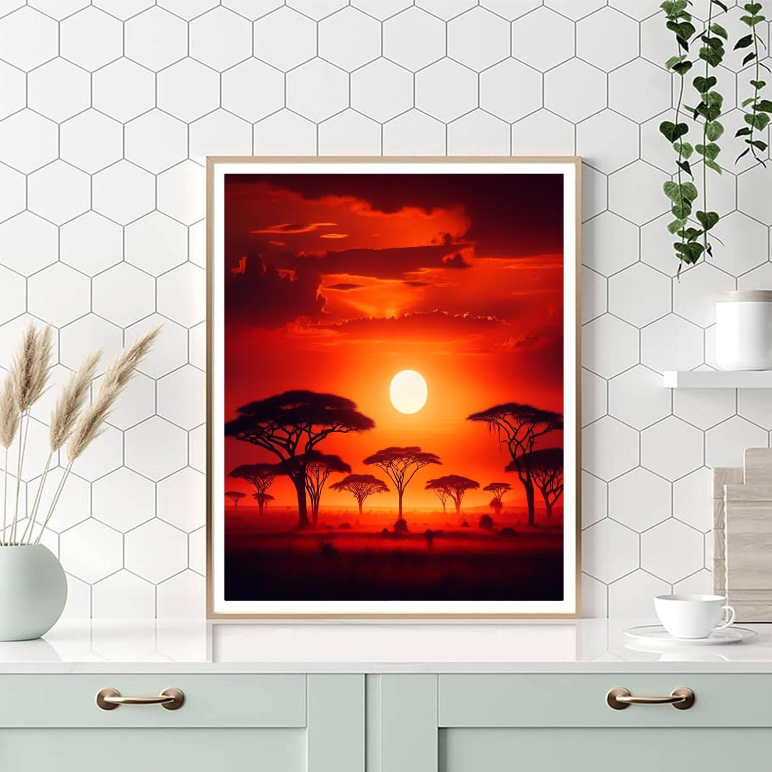 Wild Savannah Sunset Paint By Numbers Art