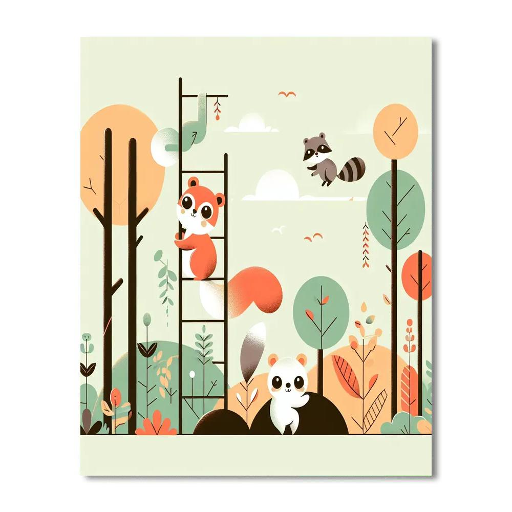 Curious Critter Climb Paint By Numbers Art