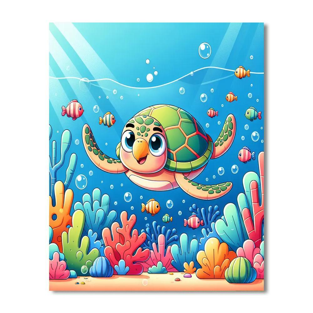 Sunny Sea Turtle Adventure Painting Number Kit