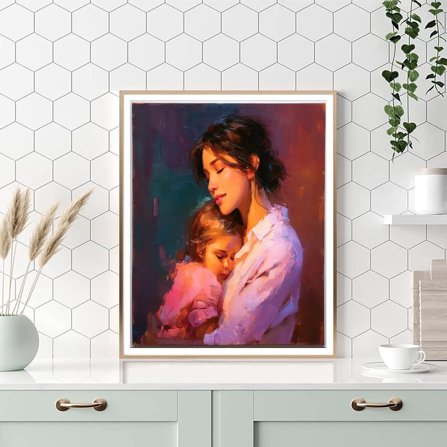 A Mother's Gentle Embrace Painting Number Kit