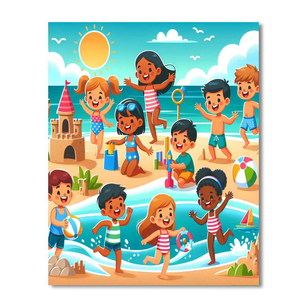 Exciting Beach Day Paint By Numbers Art