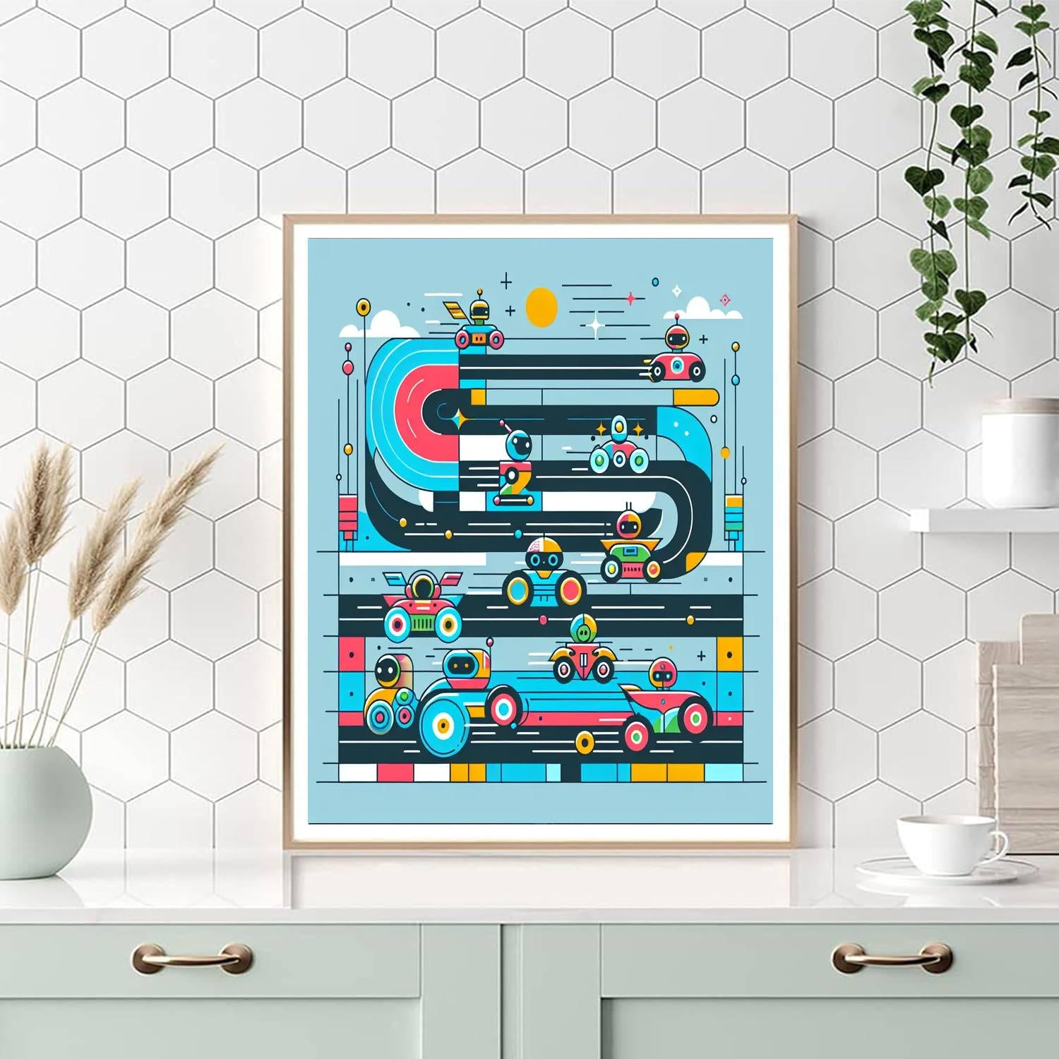 Futuristic Robot Race Paint By Numbers Art