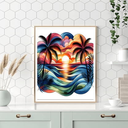 Glistening Ocean Sunset Paint By Color