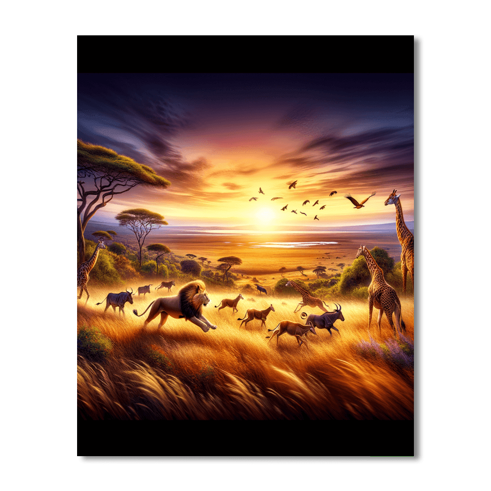Wild Savannah Adventure Paint By Numbers Art