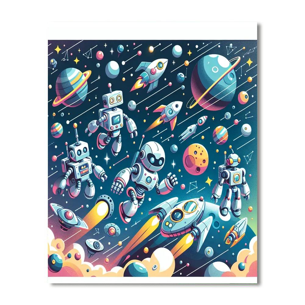 Robot Space Adventure Painting Number Kit