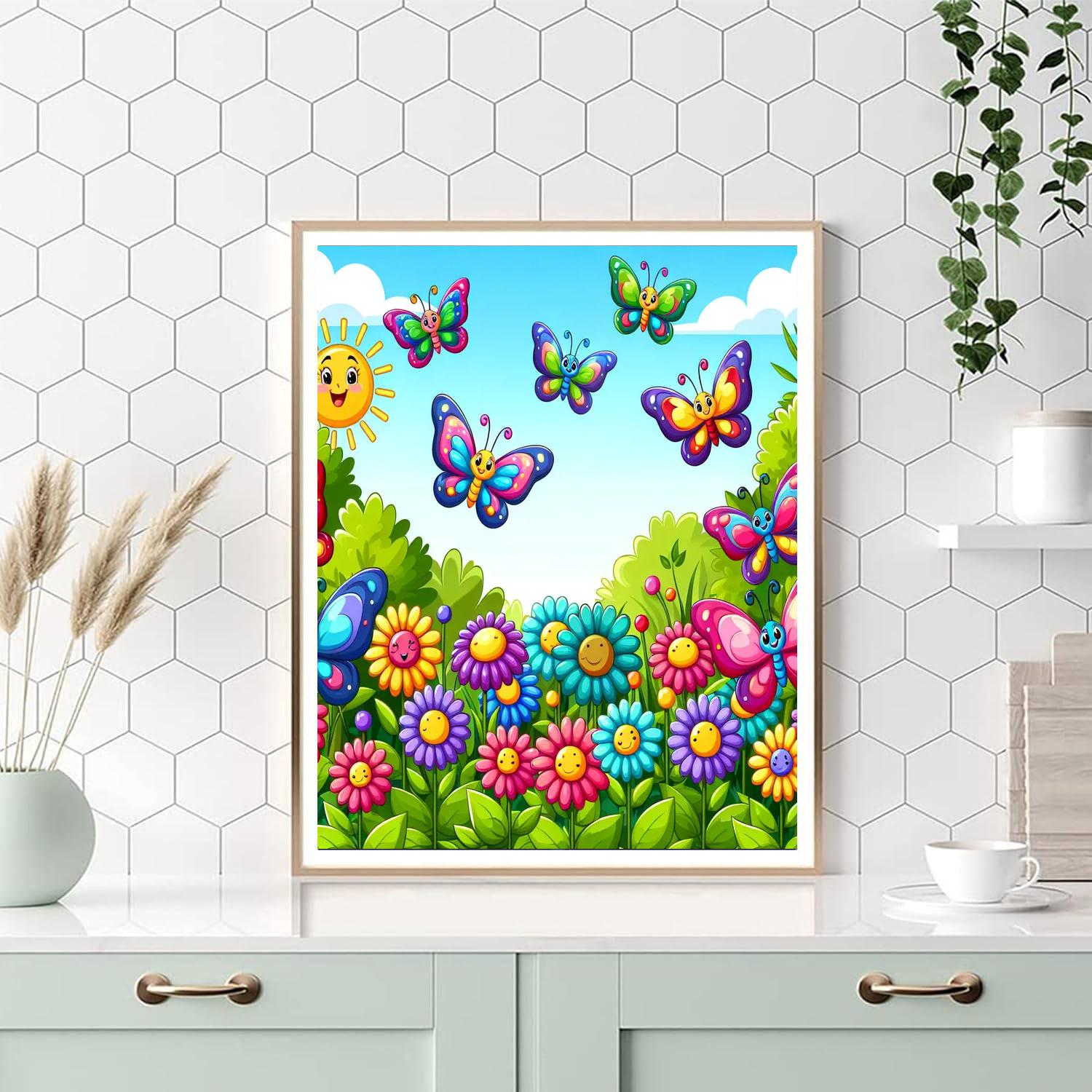Colorful Garden Of Butterflies Numbered Painting Kits