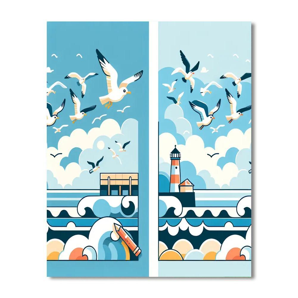 Seagull's Coastal Cruise Painting Number Kit