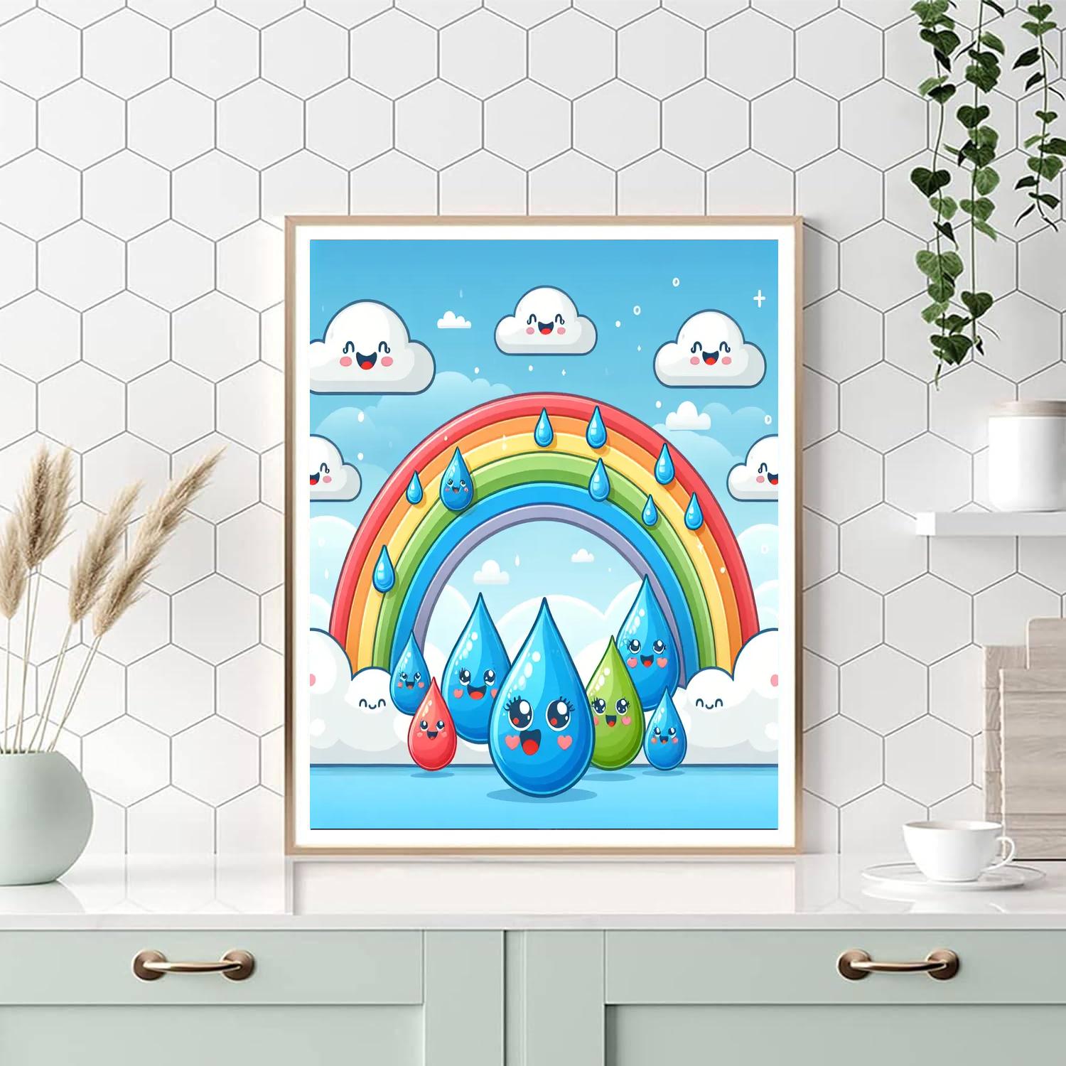 Rainbow Raindrop Reverie Numbered Painting Kits