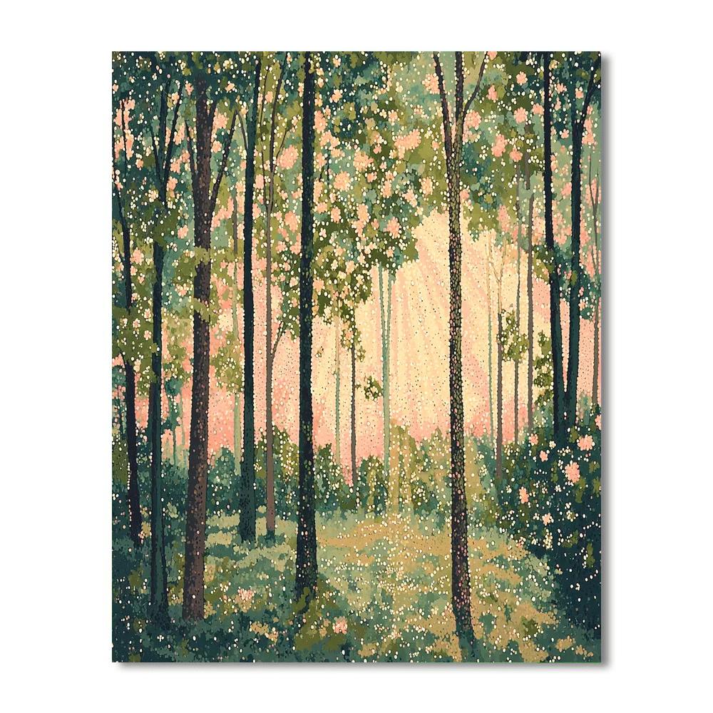 Georges Seurat Inspired Mystic Forest Dawn  Numbered Painting Kits