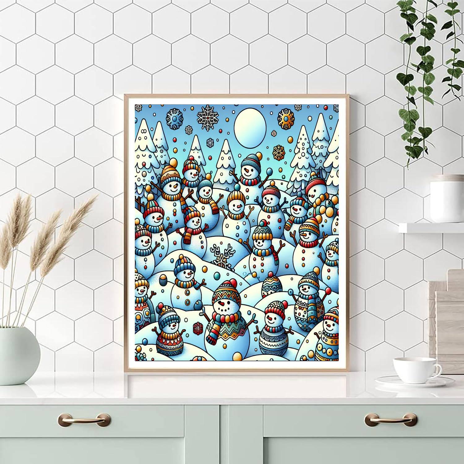 Whimsical Snowman Friends Paint By Numbers Art
