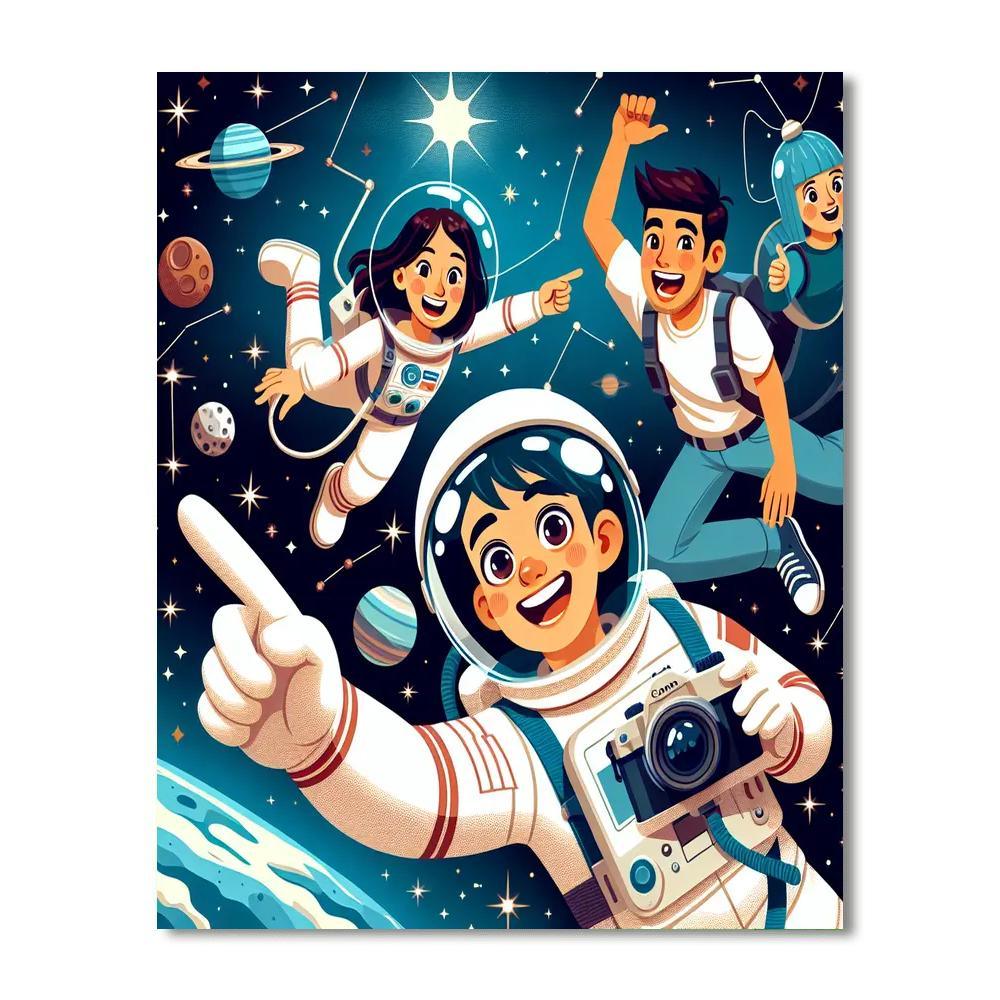 Cute Space Explorers Paint By Numbers