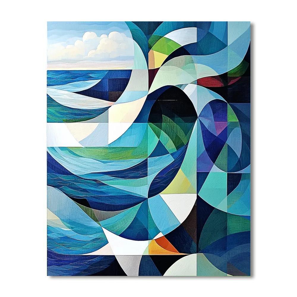 Pablo Picasso Inspired Cubist Ocean Waves  Painting By Numbers Kit