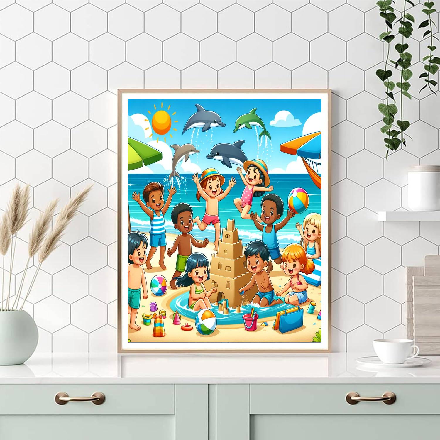 Fun Beach Day Paint By Numbers Art