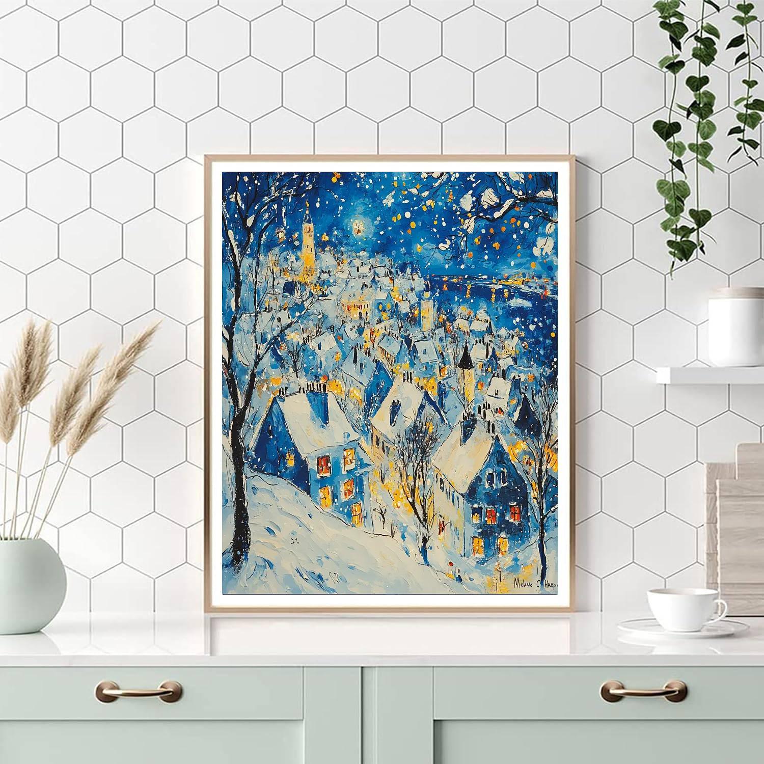 Marc Chagall Inspired Metropolitan Winter Fantasy  Painting By Numbers Kit