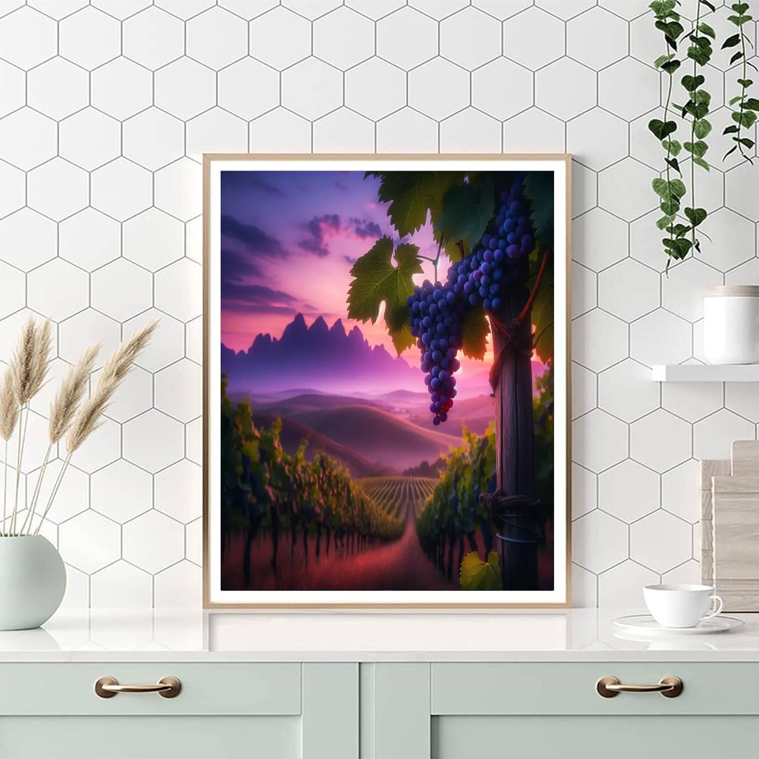 Rustic Vineyard At Twilight Numbered Painting Kits