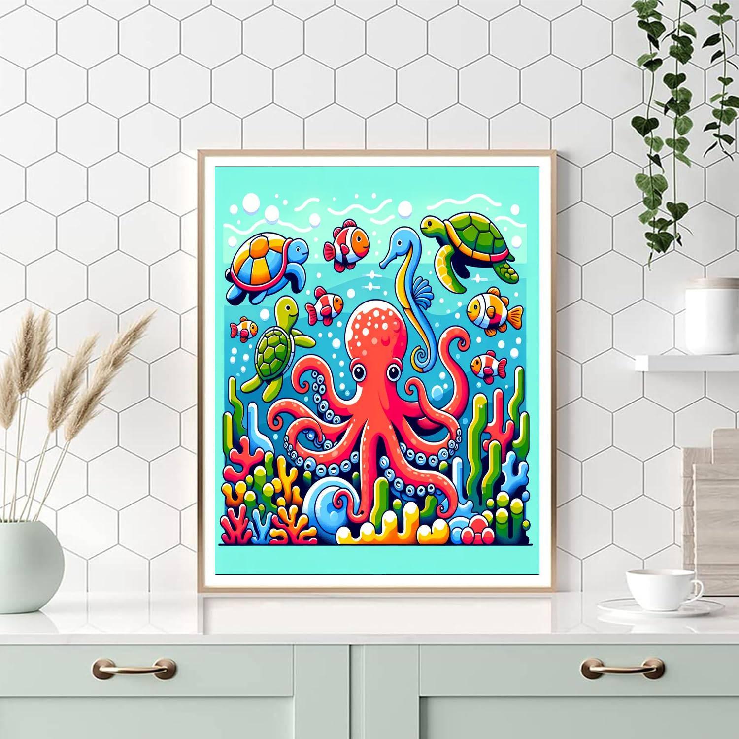Funky Sea Creature Extravaganza Painting Number Kit