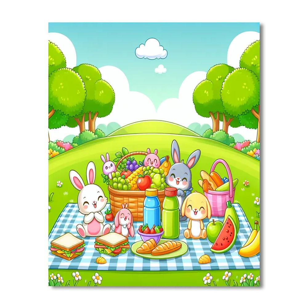 Happy Picnic Scene Paint By Numbers Art