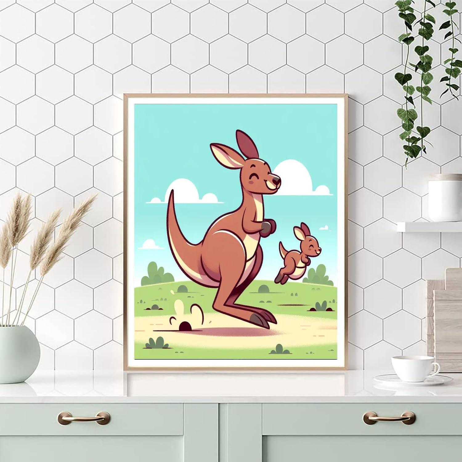 Caring Kangaroo Jump Paint By Number