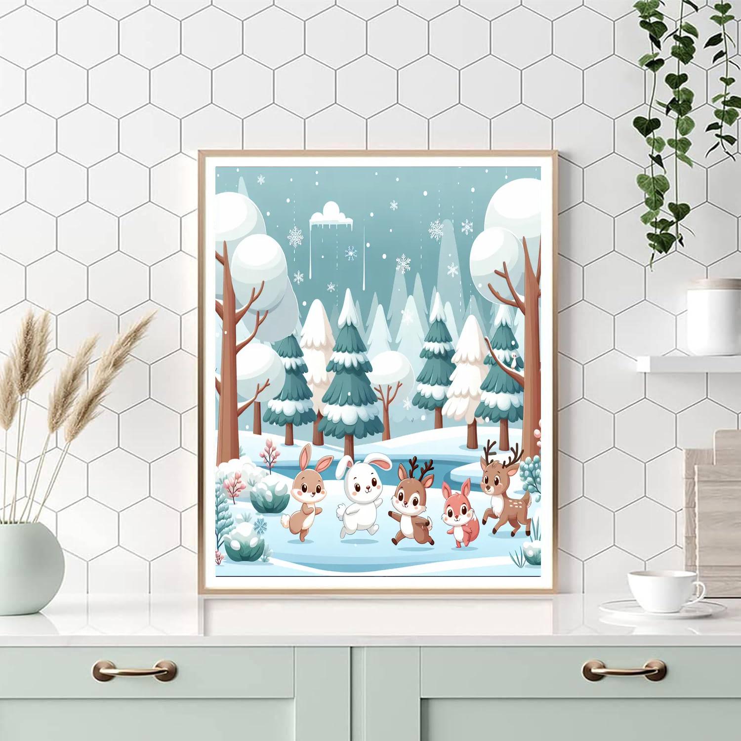 Winter Woodland Number Painting