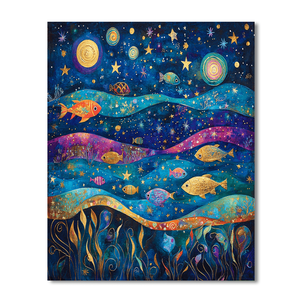 Paul Klee Inspired Celestial Sea Life  DIY Paint By Numbers