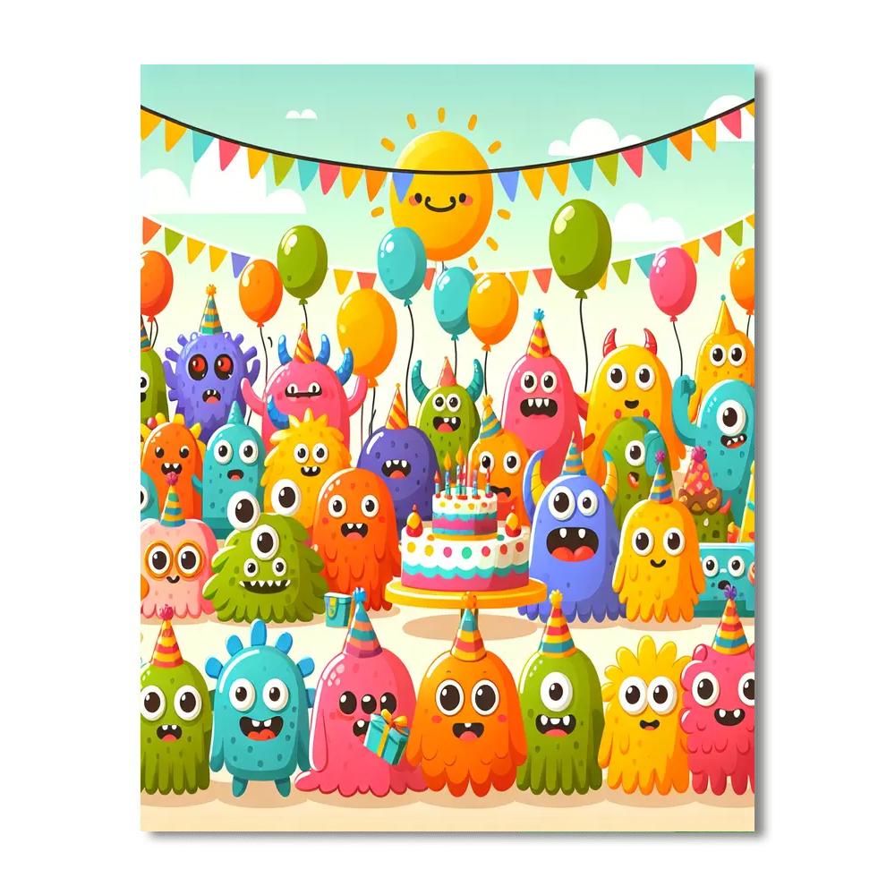 Colorful Monster Party DIY Paint By Numbers