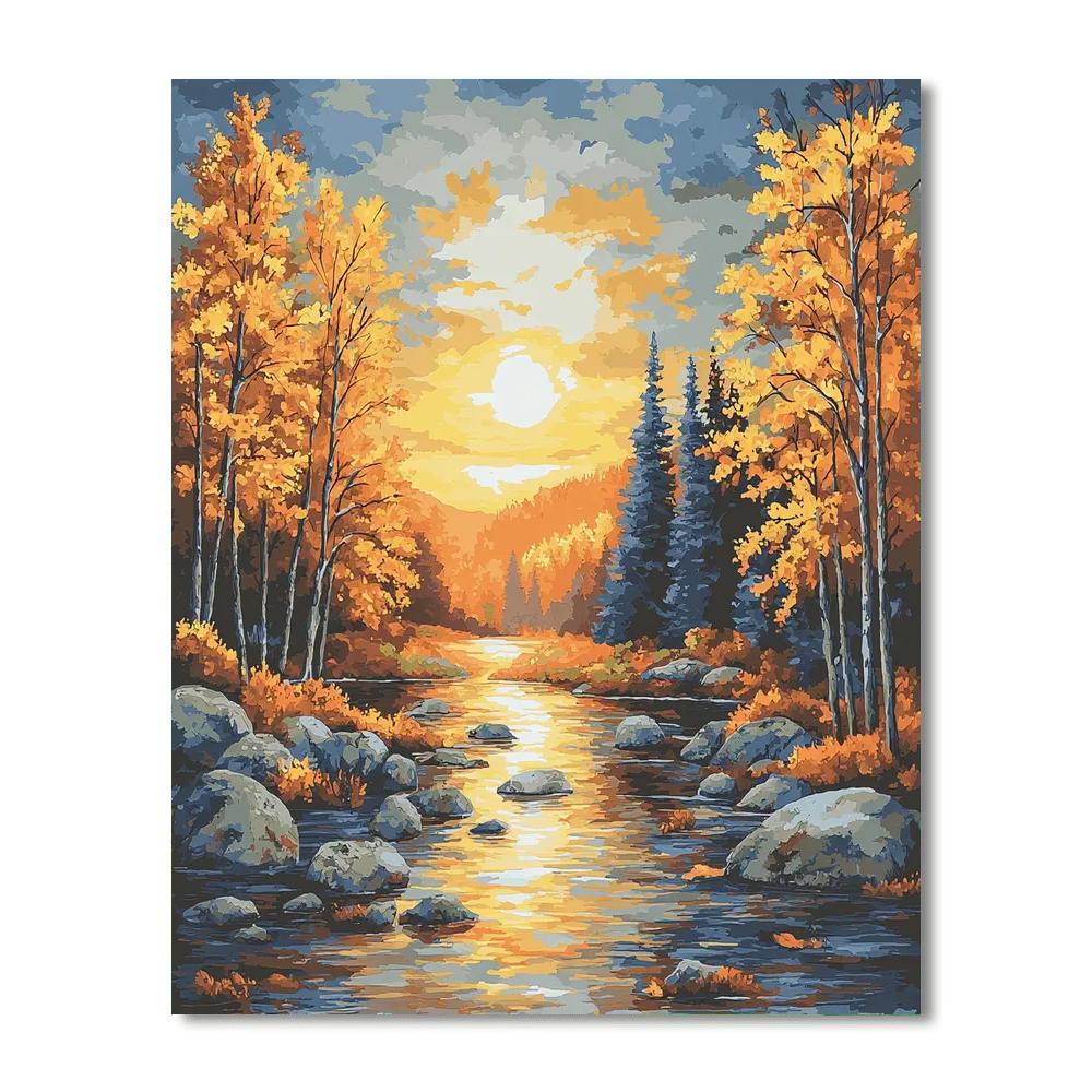 Zhao Mengfu Inspired Embers Of Autumn Twilight  Paint By Number