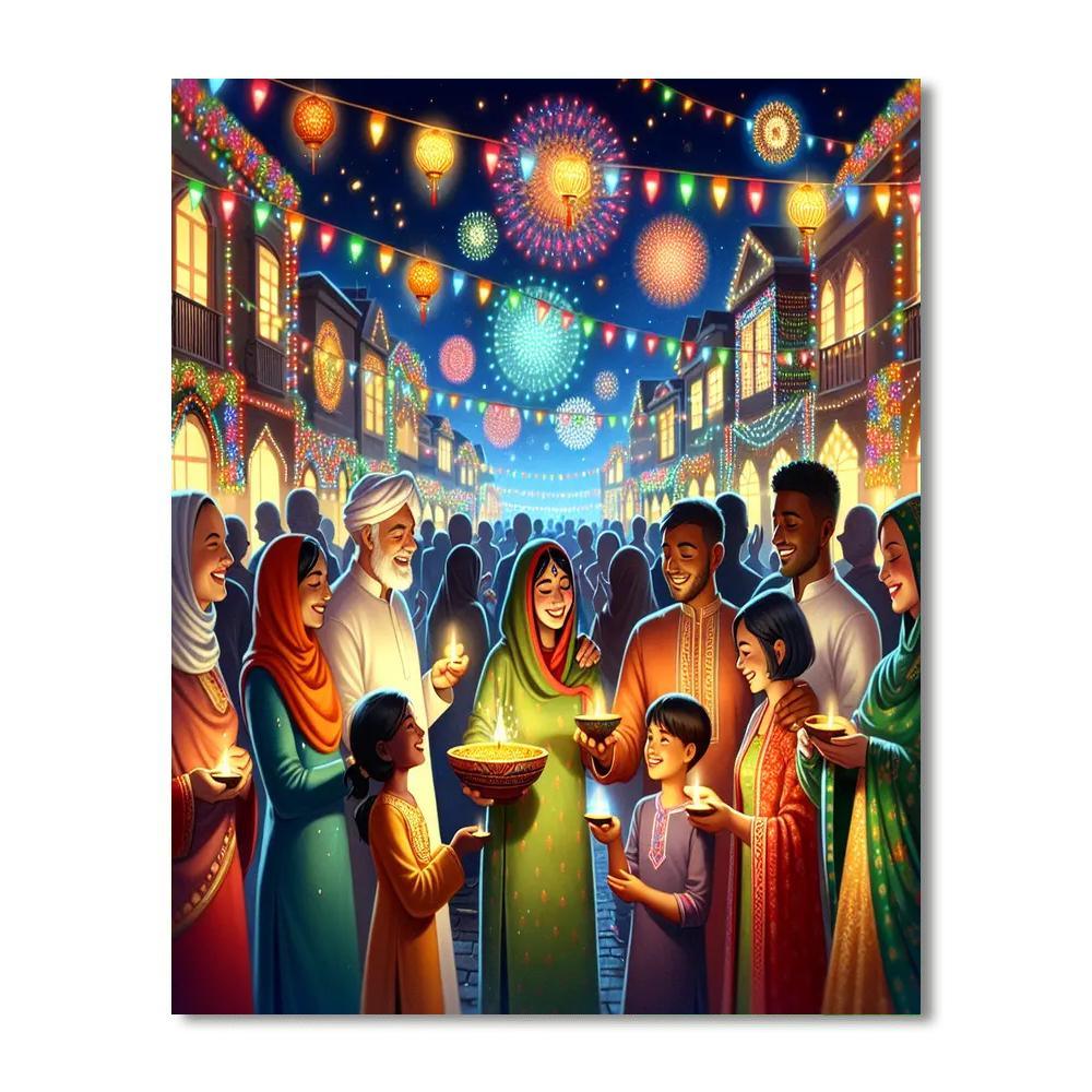 The Festival Of Lights - India Painting By Numbers Kit