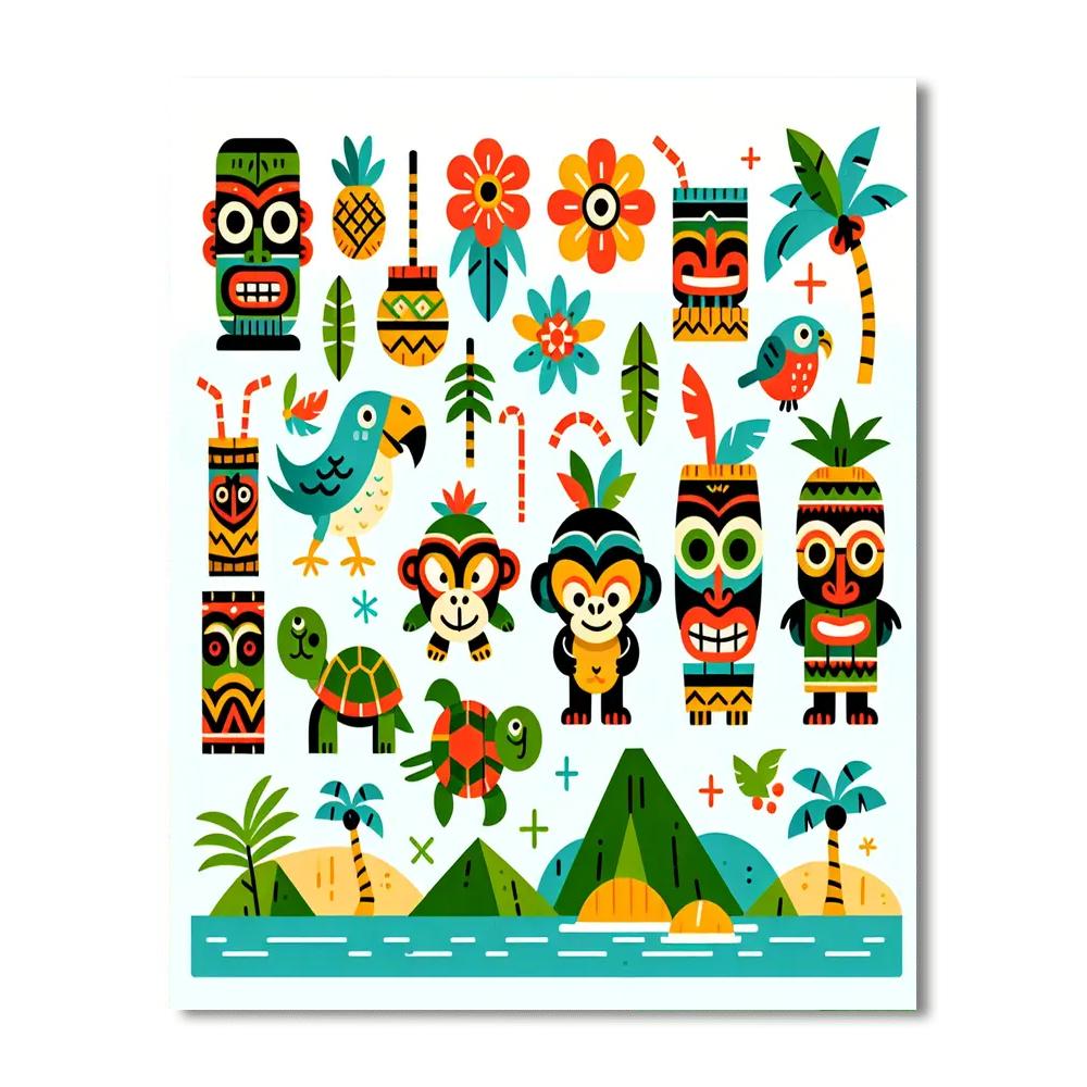 Tropical Tiki Island Painting By Numbers Kit