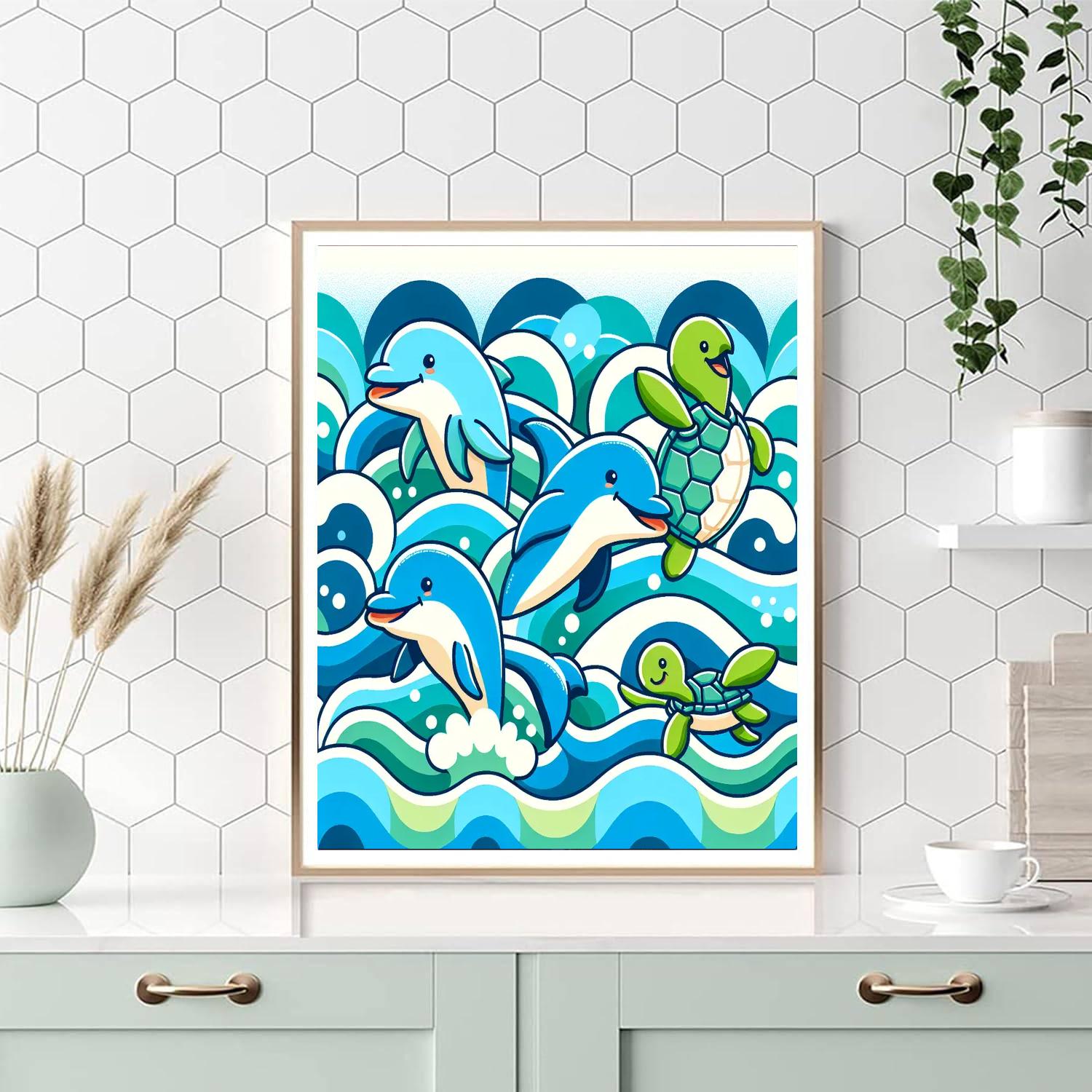 Friendly Ocean Wave Riders Paint By Color