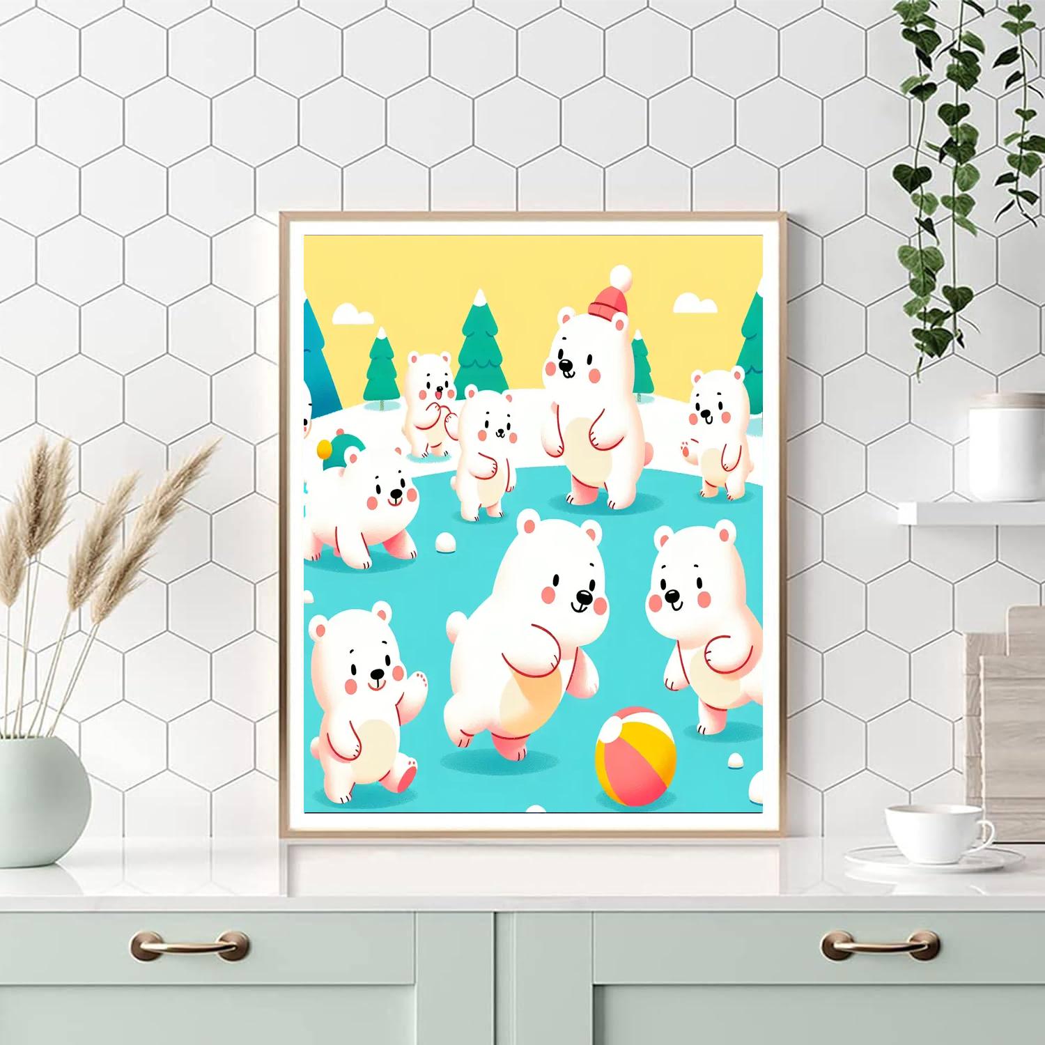 Playful Polar Bear Snow Day Paint By Number