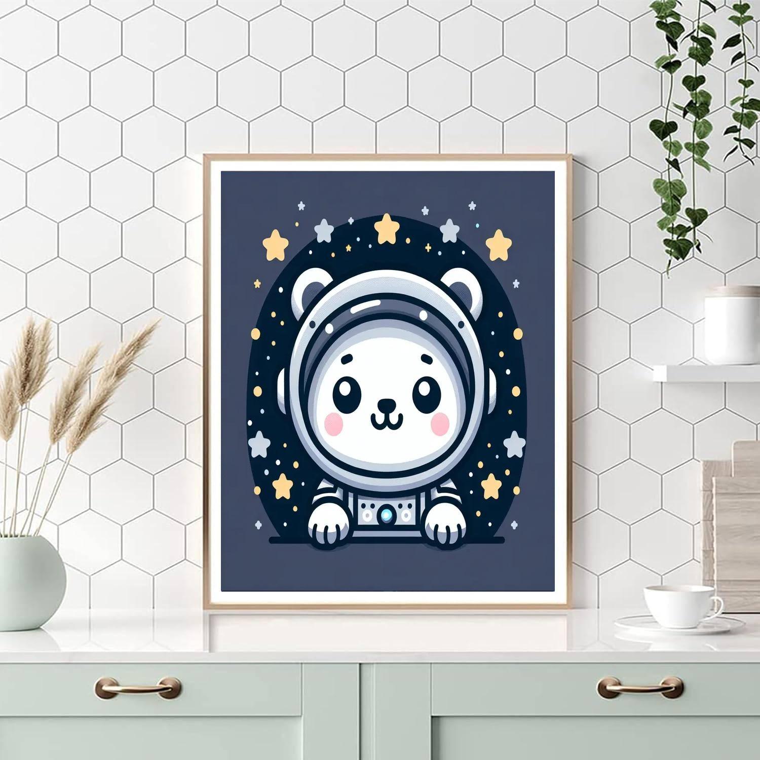 Cheerful Astronaut Bear DIY Paint By Numbers