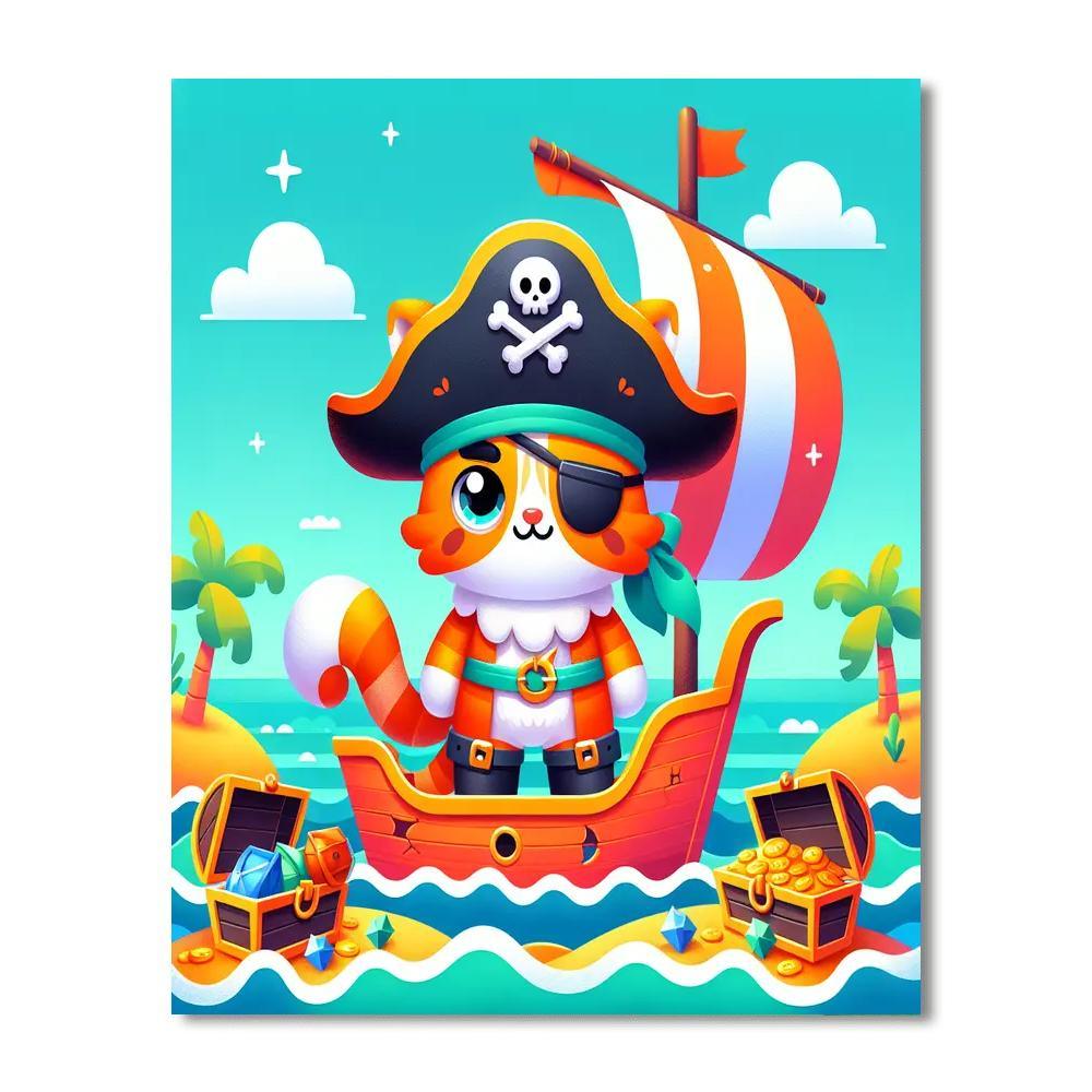 Adventurous Pirate Cat Paint By Numbers Art