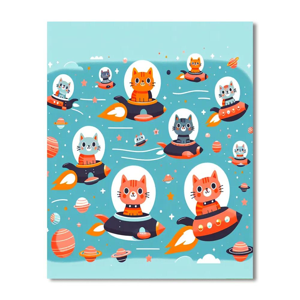 Cosmic Cat Chronicles Paint By Numbers Art