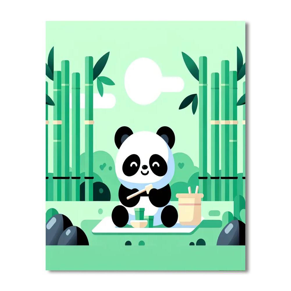 Panda's Peaceful Picnic Painting Number Kit