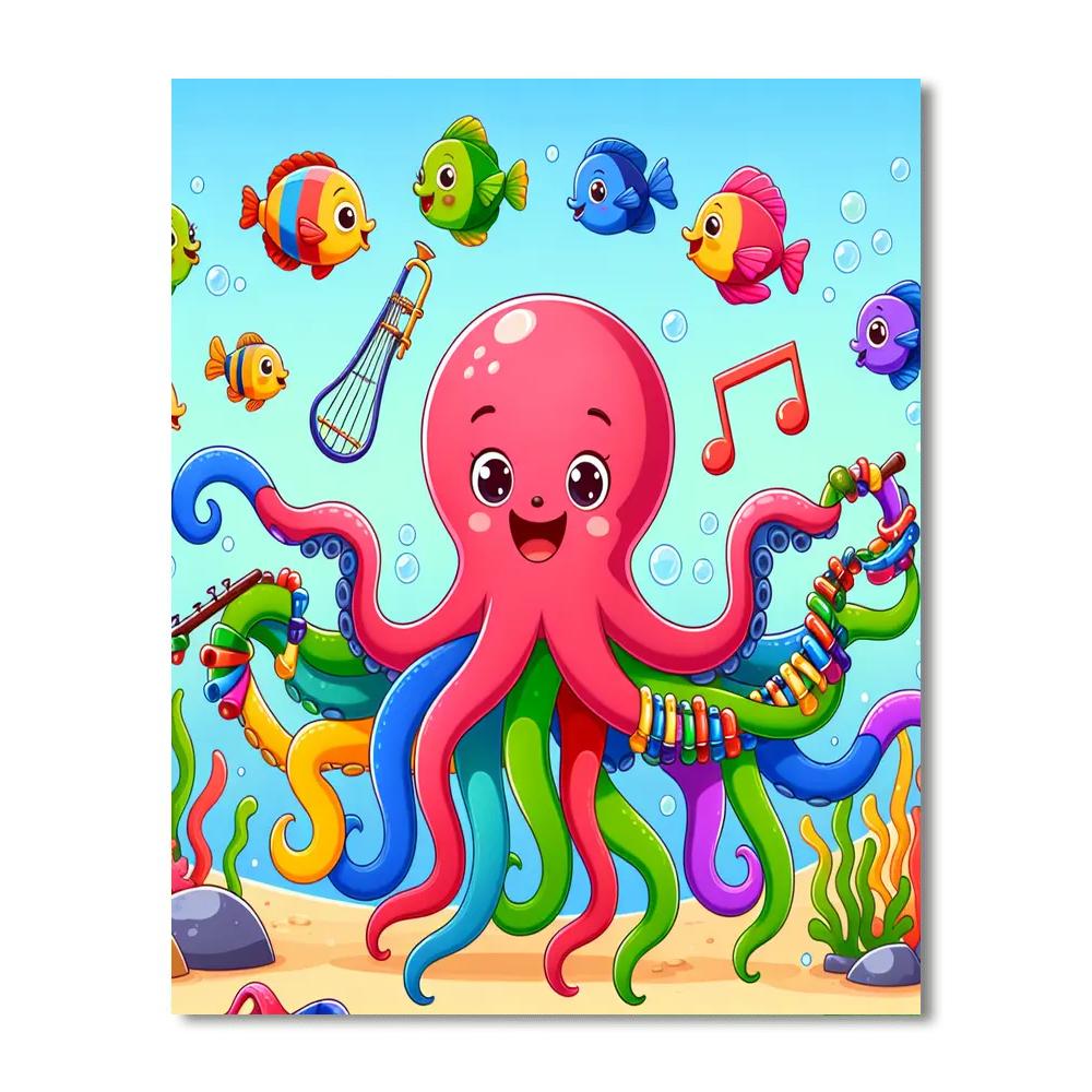 Friendly Octopus Orchestra Paint By Color