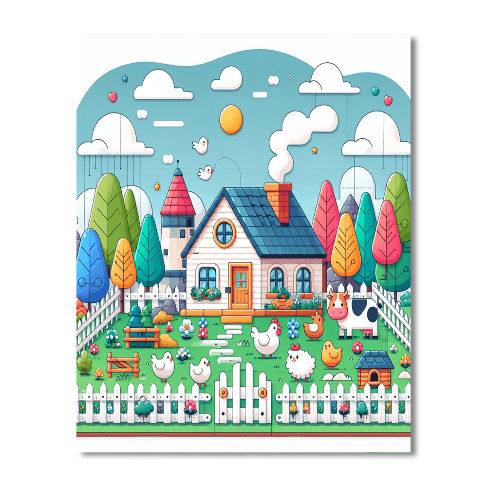 Country Cottage Painting By Numbers Kit