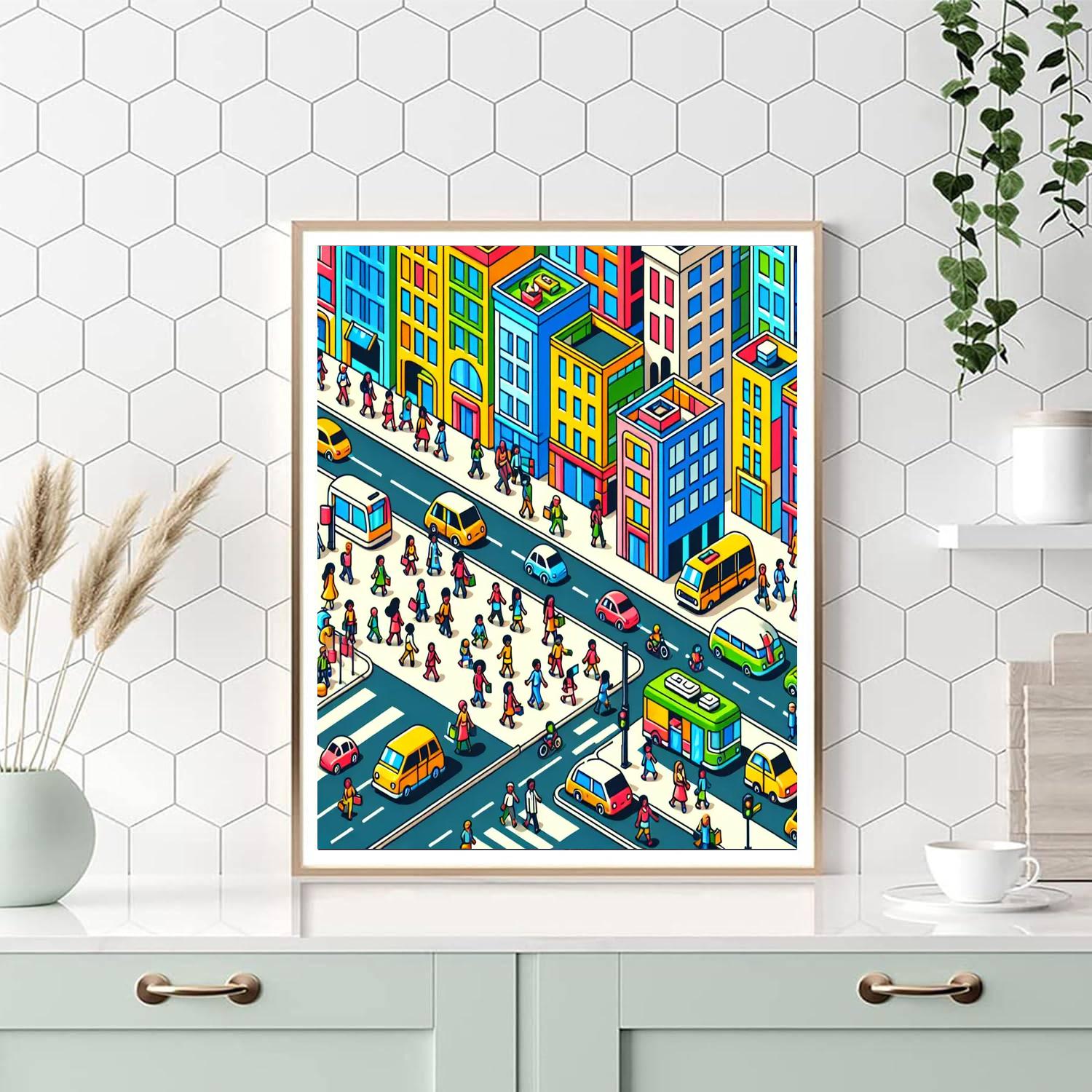 Busy City Streets Paint By Numbers Art