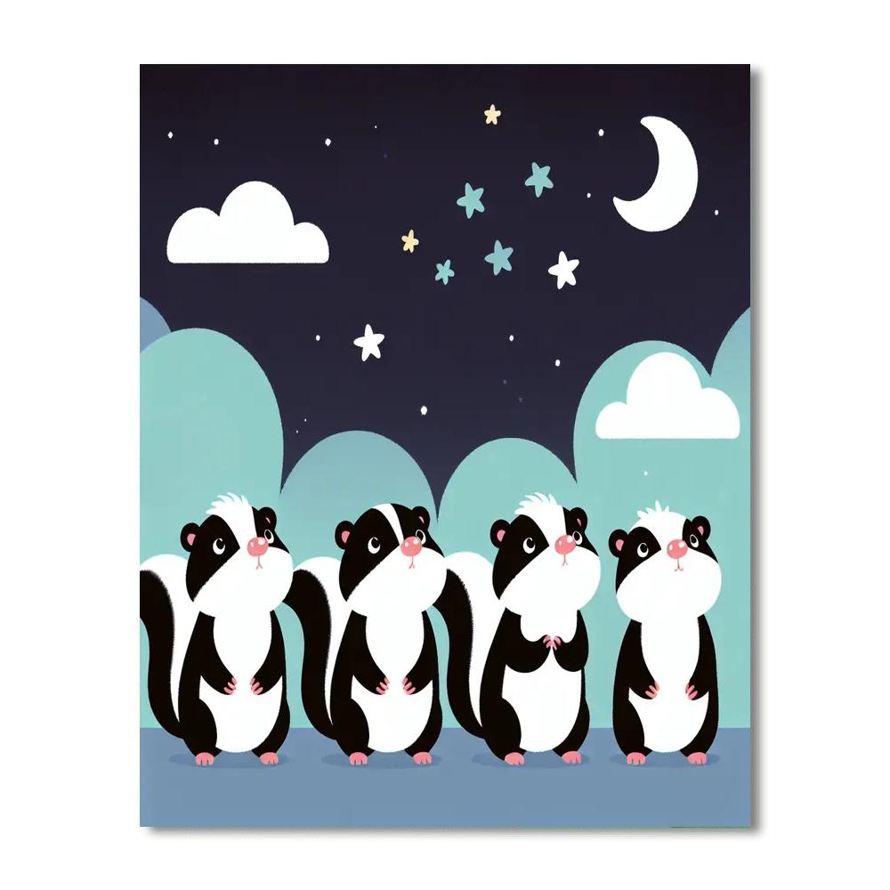 Star Gazing Skunks Paint By Numbers