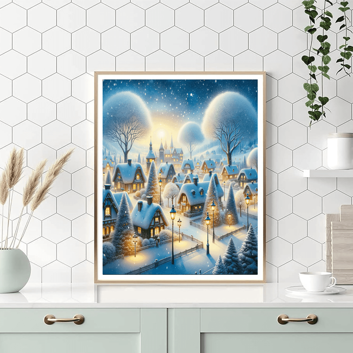 Glistening Snowy Village Paint By Color