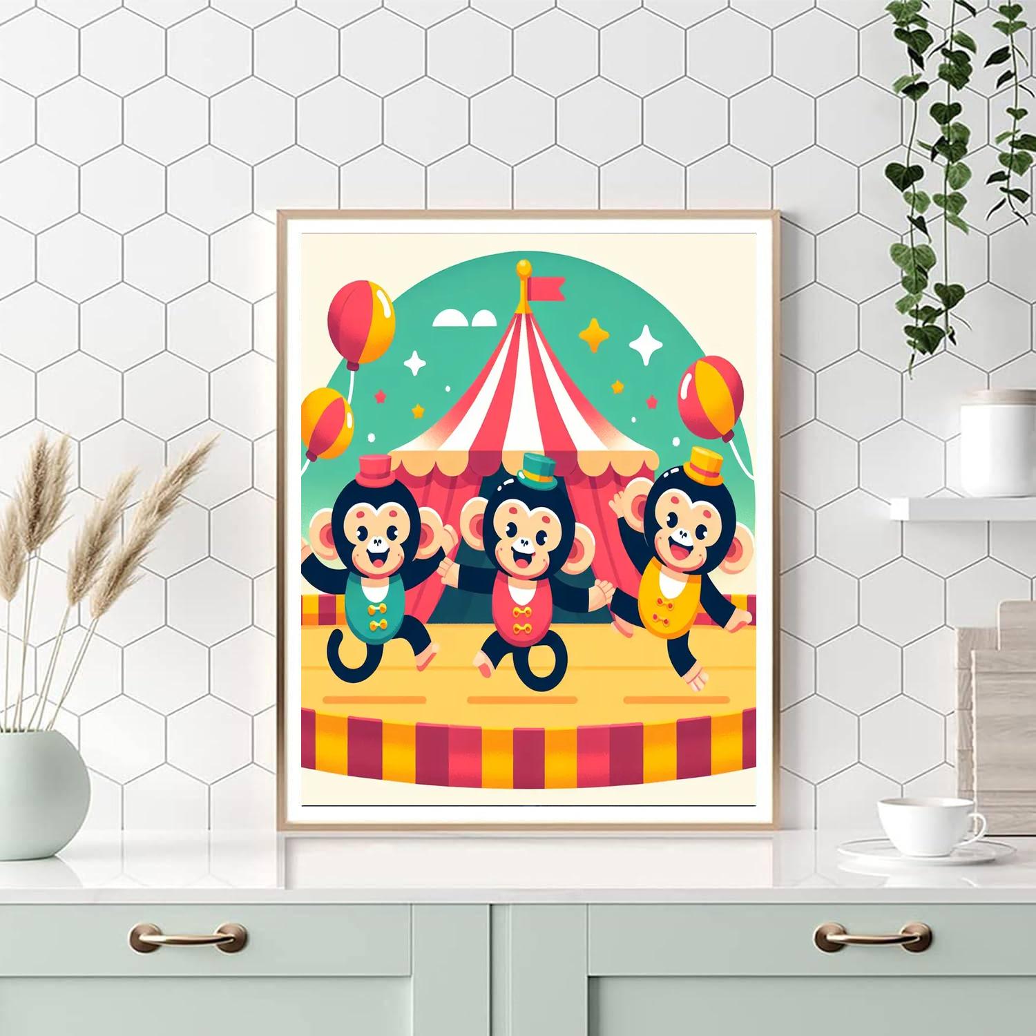 Charming Chimpanzee Circus Painting Number Kit