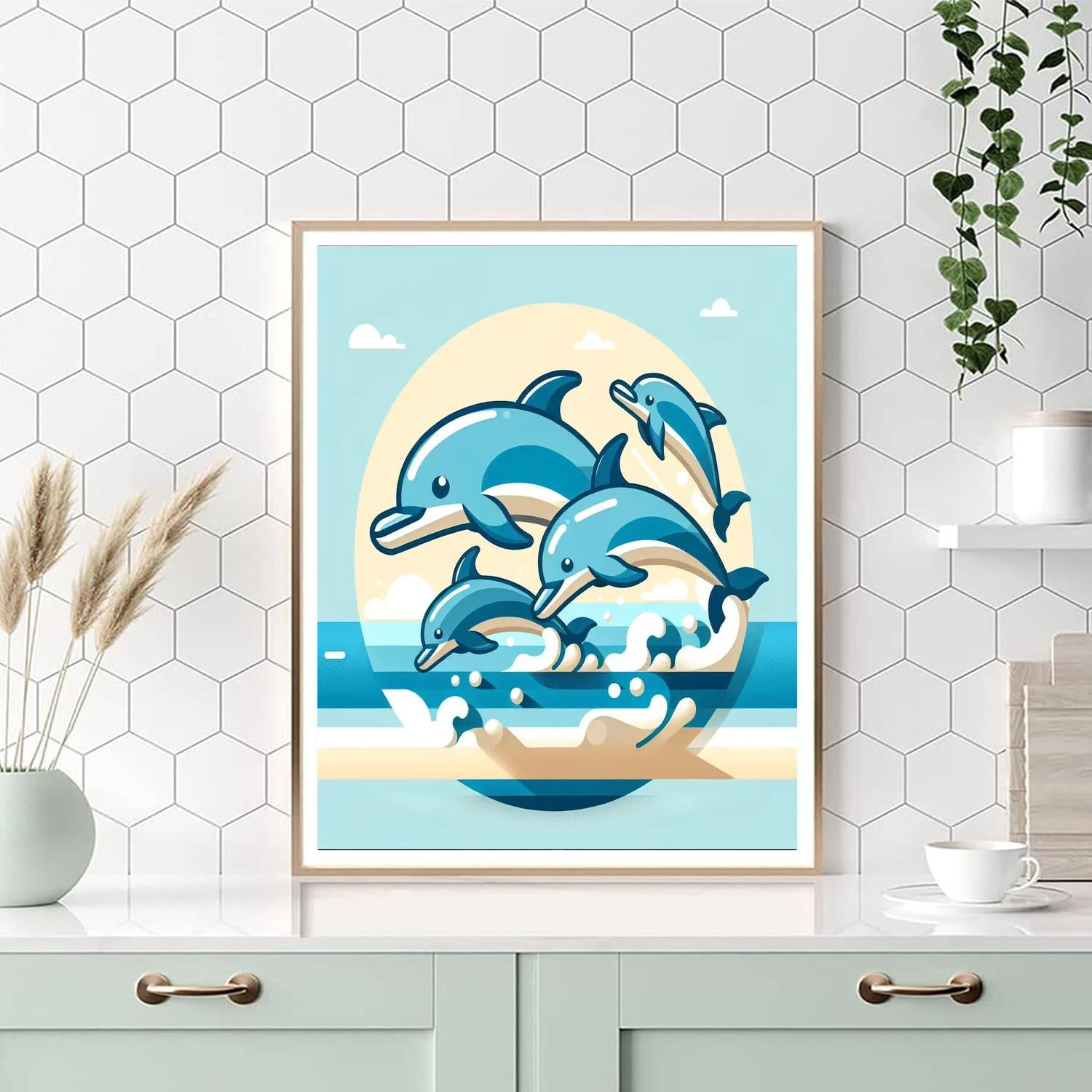 Dolphin's Seaside Race Numbered Painting Kits