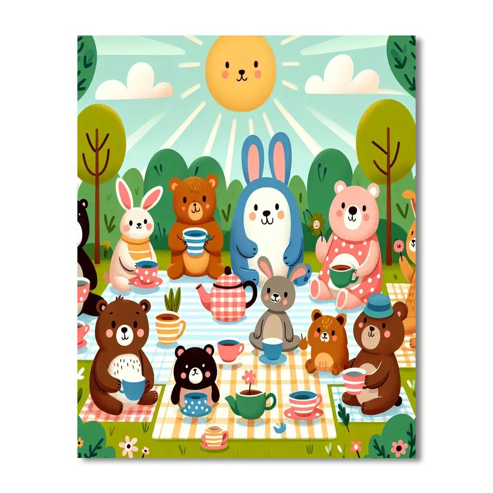 Animal Tea Party Paint By Numbers Art