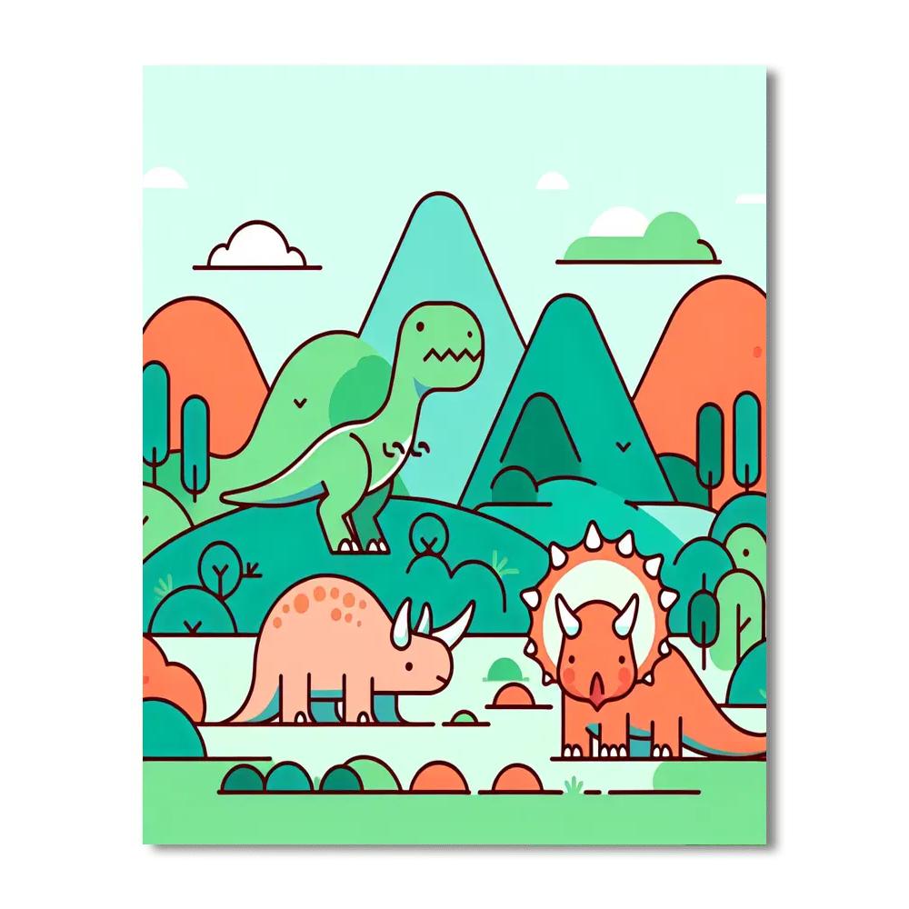 Dinosaur Valley Exploration Paint By Numbers Art