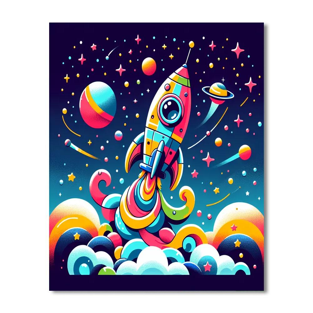 Wacky Space Rocket Numbered Painting Kits