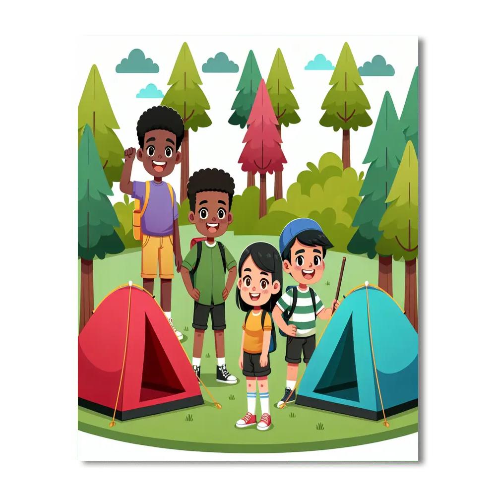 Cheerful Camping Crew Painting Number Kit