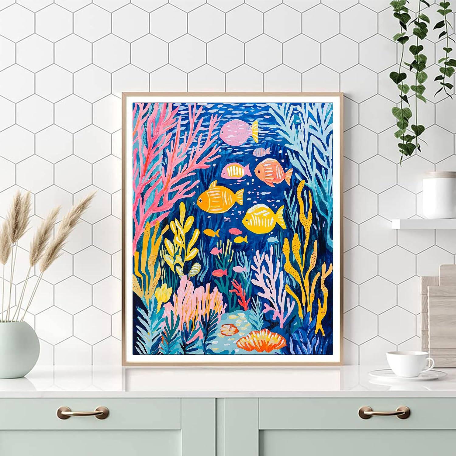 Henri Matisse Inspired Vibrant Ocean Ecosystem  Paint By Numbers