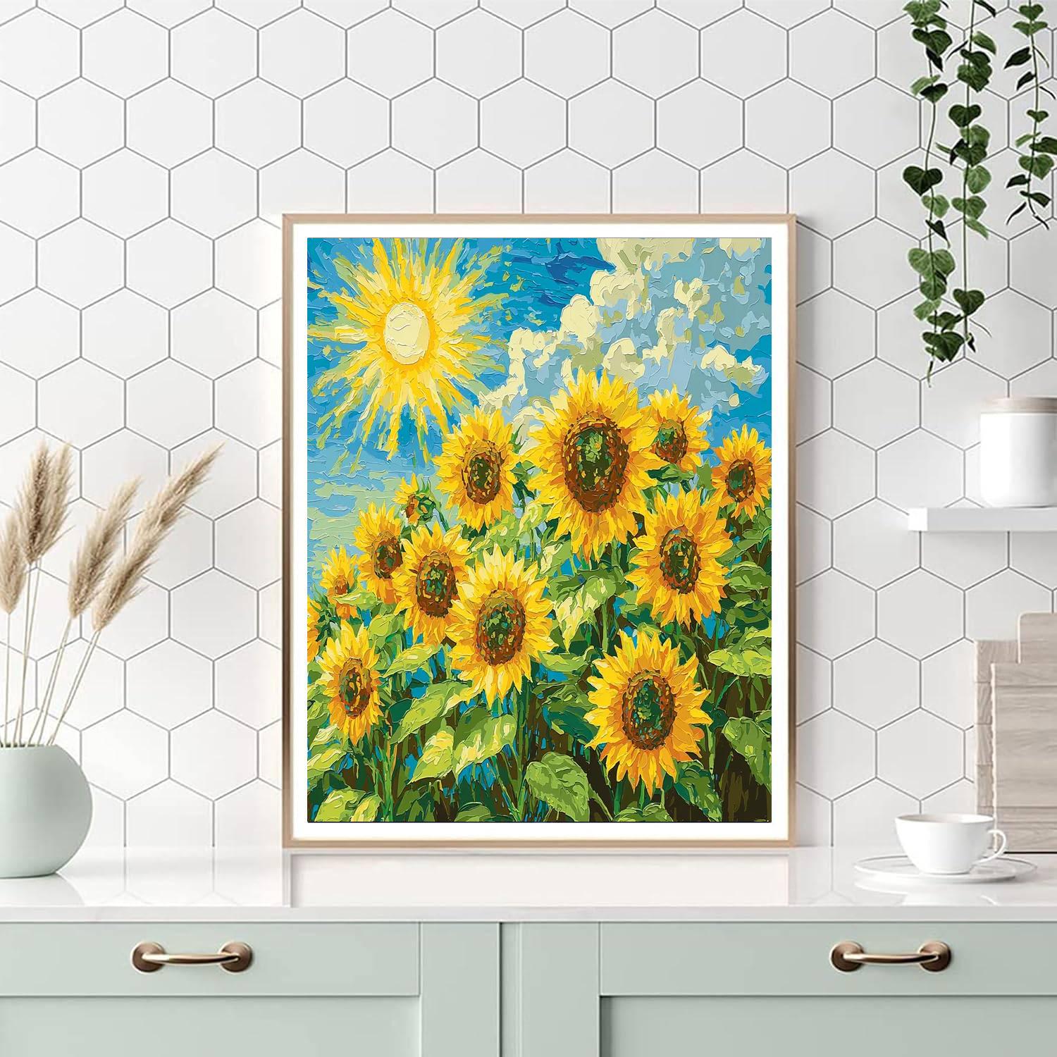 Vincent Van Gogh Inspired Summer Sunflowers  Number Painting