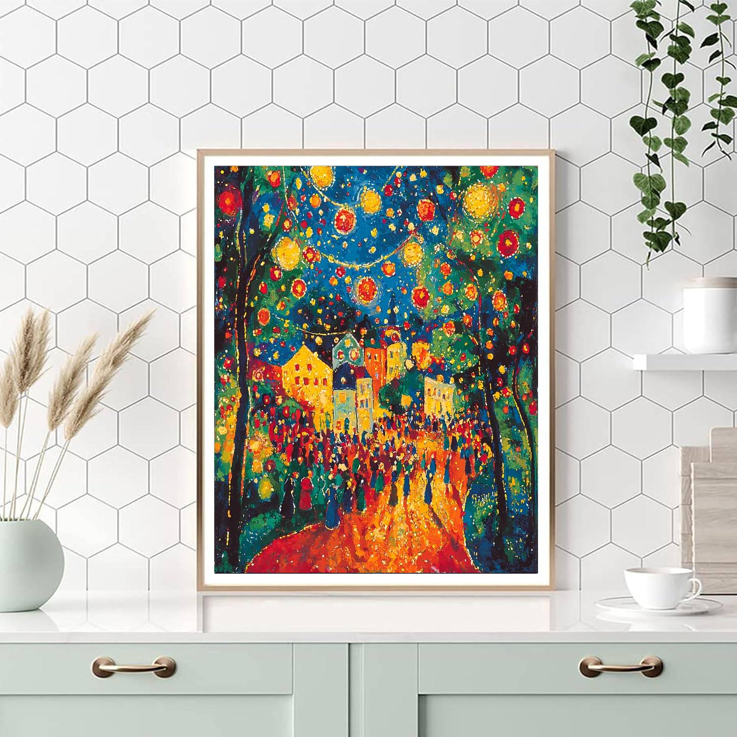 Marc Chagall Inspired Dazzling Festive Lights  Number Painting